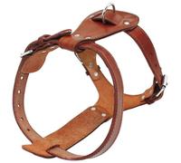 Harnais pour Chien en Cuir Marron Réglable - Entraînement À La Marche, Camping, Gilet pour Animaux De Compagnie, Brun, Taille S