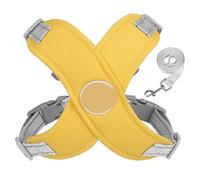 Harnais pour Chien en Forme de X, Ensemble Gilet et Laisse pour Petits Chiens Meidum, Harnais réfléchissant pour Chiot et Chat, Maille Respirante (Jaune M)