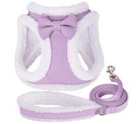 Harnais pour Chien Et Chat avec Nœud Papillon Mignon, Ensemble De Laisse d'hiver Chaud pour Chien, Harnais en Polaire Douce pour Animaux De Compagnie, Sangle De Gilet pour Chiens De Petite Et MOY