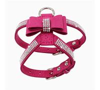 Harnais pour chien et chat de très petite taille avec nœud papillon et joli diamant en cristal étincelant pour petit animal de compagnie, yorkshire, chihuahua, rose, taille XXS