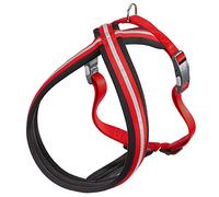 Harnais pour Chien Ferplast Daytona Cross, Harnais pour Grands Chiens en Nylon, Harnais Chien Reimburré, Réfléchissant et Réglable Boucle Magnétique, Rouge
