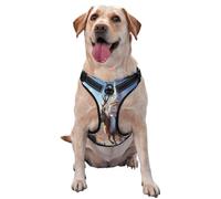 Harnais pour chien géant avec motif renne tirant un traîneau pour chiens de petite, moyenne et grande taille - Sangles réfléchissantes, ajustement réglable avec boucles à dégagement rapide