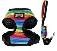 Harnais pour chien Gilet pour animaux de compagnie Grille arc-en-ciel respirante Contrôle léger et facile pour les promenades en plein air / Taille : M