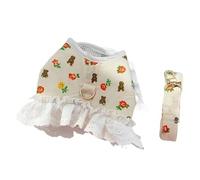 Harnais pour Chien Harnais pour Chien et Chat - Ensemble réglable en Dentelle Florale - Harnais pour Animal Domestique - Gilet Mignon pour Chiot, Robe de Princesse, Jupe (Blanc M)