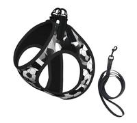 Harnais pour chien imprimé ballon de football noir et blanc, 2 boucles, gilet pour chien, clip avant anti-traction pour laisse pour chiens de petite et moyenne taille