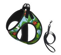 Harnais pour chien imprimé coccinelle, 2 boucles, gilet pour chien, clip de laisse avant anti-traction, pour chiens de petite et moyenne taille