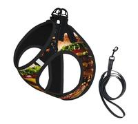 Harnais pour chien imprimé Fast Food, 2 boucles, gilet pour chien, clip avant anti-traction, pour chiens de petite et moyenne taille