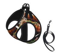 Harnais pour chien imprimé Fast Food, 2 boucles, gilet pour chien, clip avant anti-traction, pour chiens de petite et moyenne taille