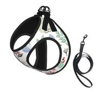 Harnais pour chien imprimé fleurs, lapins, oiseaux, 2 boucles, gilet pour chien, clip avant anti-tirage, pour chiens de petite et moyenne taille