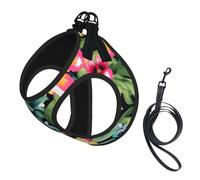 Harnais pour chien imprimé floral hawaïen, 2 boucles, gilet pour chien, clip avant anti-traction pour laisse, pour chiens de petite et moyenne taille
