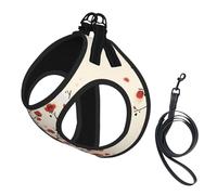 Harnais pour chien imprimé floral prune japonaise, 2 boucles, gilet pour chien, clip avant anti-traction pour laisse pour chiens de petite et moyenne taille