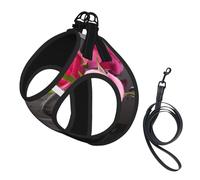 Harnais pour chien imprimé pierres et roses avec 2 boucles, gilet pour chien, clip avant anti-traction pour laisse pour chiens de petite et moyenne taille