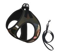Harnais pour chien imprimé pierres et roses avec 2 boucles, gilet pour chien, clip avant anti-traction pour laisse pour chiens de petite et moyenne taille