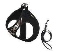 Harnais pour chien mignon avec imprimé carlin noir, 2 boucles, gilet pour chiens, clip avant anti-traction pour laisse pour chiens de petite et moyenne taille