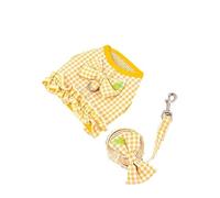 Harnais pour Chien Mignon Harnais pour Chien Laisse Ensemble Sac à Dos Plaid Imprimé Papillon Respirant Maille Harnais pour Animaux de Compagnie Chats Gilet Chien (Jaune S 1,5_2,5 kg)