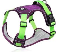 Harnais pour chien No Pull avec bande réfléchissante, gilet à clip frontal avec poignée, anneau en D, boucle réglable (violet, taille M)