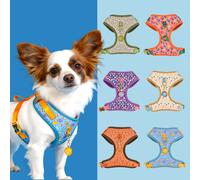 Harnais pour chien personnalisé réglable de luxe léger + 1 étiquette d'identification pour animal de compagnie offerte avec l'achat, cadeau romantique pour les fêtes Blue Ice Cream