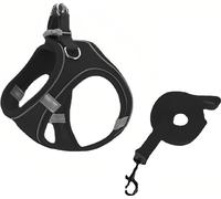 Harnais pour chien réglable, réfléchissant et respirant avec laisse de 150 cm pour chiens de petite et moyenne taille et chats (taille S,noir)