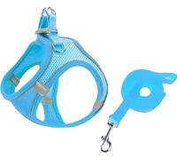 Harnais pour chien réglable, réfléchissant et respirant avec laisse de 150 cm pour chiens de petite et moyenne taille et chats (taille S,bleu)