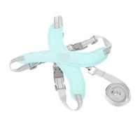 Harnais pour Chien Réglable Réfléchissant Laisse, 1 Set | Tissu Léger, Boucles à Déclenchement Rapide, Tour de Cou 34-45cm, Buste 42-52cm, Vert Clair