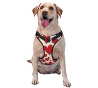 Harnais pour chien réglable réfléchissant Oxford facile à contrôler Motif cœurs rouges Taille M et L