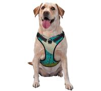 Harnais pour chien réglable réfléchissant Oxford facile à contrôler Motif héron abstrait à pois bleus Taille M et L