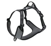 Harnais pour Chien Réglable Réfléchissant sans Traction Gilet Durable pour Animaux de Compagnie Voyage en Voiture Extérieur TLH6071(Noir,XS)