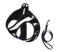 Harnais pour chien rétro bleu à lignes fines avec imprimé drapeau des États-Unis, 2 boucles, gilet pour chien, clip avant anti-traction pour laisse pour chiens de petite et moyenne taille