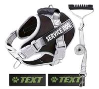 Harnais pour Chien Service Dog avec Poignée et Laisse, Réfléchissant, Ajustable XS à XXL, Sécurité Jour et Nuit, Noir Bleu Rouge Rose (Noir, S)