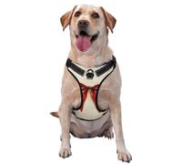 Harnais pour chien simple avec nœud rouge sur beige uni anti-traction - Réfléchissant - Oxford - Contrôle facile - Pour chien de taille moyenne et grande