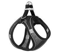 Harnais pour chien - Taille M - Noir - Respirant - Harnais de poitrine réfléchissant pour petits chiens, chiots et chats - En maille souple - Design sûr pour la marche (sans laisse)