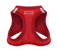 Harnais pour Chien Voyager Step-in Plush by Best Pet Supplies - Harnais pour Petits et Moyens Chiens, Tissu molletonné, Rouge Côtelé, Size S - Poitrine 37-40 cm