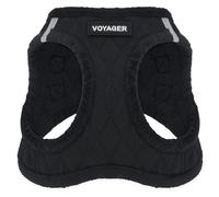 Harnais pour chien Voyager Step-In Plush by Best Pet Supplies - Harnais pour petits et moyens chiens, Tissu molletonné, Noir Peluche, size XS - Poitrine 33-37 cm