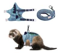 Harnais pour Furet, Laisse Réglables pour Lapins, Gilet de Poitrine Réglable Court en Peluche avec Laisse et Clochette pour Cochon d'Inde, Petit Animal de Compagnie, Écureuils, Lapins