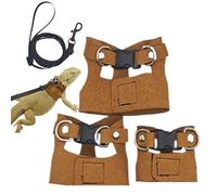 Harnais pour lézard Gilet d'entraînement petits animaux cuir PU | Harnais ajustable cuir PU souple avec corde traction pour promenade en extérieur, dragon barbu, lézard, gecko, caméléon,