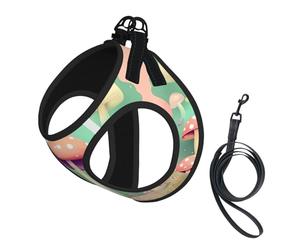 Harnais pour petit animal de compagnie - Petite taille, imprimé champignon de rêve réglable, pour chats et chiens, parfait pour la promenade en plein air