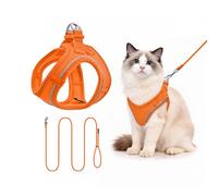 Harnais pour Petit Chien avec Laisse 255cm S - Harnais Anti-Traction Confortable - Design Step-in en Mesh Aéré - Idéal pour l'Éducation et la Marche - Orange