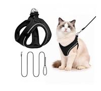 Harnais pour Petit Chien avec Laisse 255cm S - Harnais Anti-Traction Confortable - Design Step-in en Mesh Aéré - Idéal pour l'Éducation et la Marche - Noir