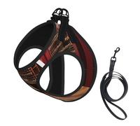 Harnais pour petit chien avec laisse - Motif cave à vin rouge - Pour dressage et promenade