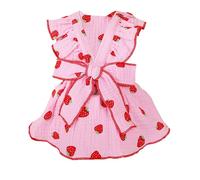 Harnais pour petits chiens, jolie robe harnais à motif floral - Nœud papillon avec cordon de serrage et boucle respirante pour filles, petits chiens et chats