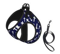 Harnais réfléchissant Navy Cross pour Chien avec Laisse, Gilet Ajustable pour Animaux de Compagnie, Harnais Anti-Traction pour Petits et Moyens Animaux de Compagnie