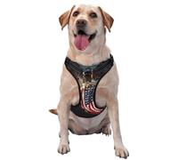 Harnais réfléchissant pour chien avec 2 boucles à dégagement rapide Motif aigle chauve nord-américain 4 tailles S Idéal pour les promenades et les randonnées en plein air