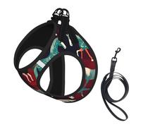 Harnais réfléchissant pour chien avec imprimé différents types de chevaux, harnais pour chiot, ensemble de laisse, pour la marche et le dressage