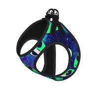 Harnais réfléchissant pour chien avec imprimé extraterrestres vert