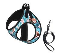 Harnais réfléchissant pour Chien avec Motif Feuilles de Palmier et Noix de Coco, Laisse Incluse, Gilet Ajustable pour Animaux de Compagnie, Harnais Anti-Traction pour Petits et Grands Animaux de comp