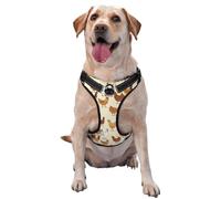 Harnais réfléchissant pour chien imprimé poulet respirant réglable 4 tailles XL avec boucles à dégagement rapide adapté pour les promenades et le camping