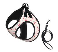 Harnais réfléchissant pour chien - Petite taille - Imprimé cerises rouges - Pour l'extérieur et la promenade du chien
