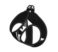 Harnais réfléchissant pour chien - Taille S - Noir et blanc - Imprimé drapeaux à carreaux - Pour l'extérieur et la promenade du chien