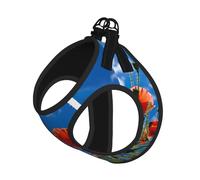 Harnais réfléchissant pour petit chien ou chat Motif coquelicots sur ciel bleu