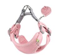 Harnais réfléchissant pour petits chiens - Sangle de poitrine rembourrée douce réglable avec maille respirante, design anti-fugue pour chiot, peluche, chat (taille S, rose)